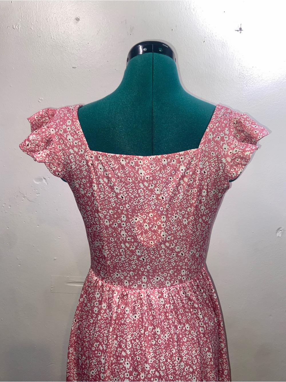 Naggoo Balletcore Barbiecore Cottagecore Chintz Pink Floral Square-Neck Sundress - Picture 4 of 5
